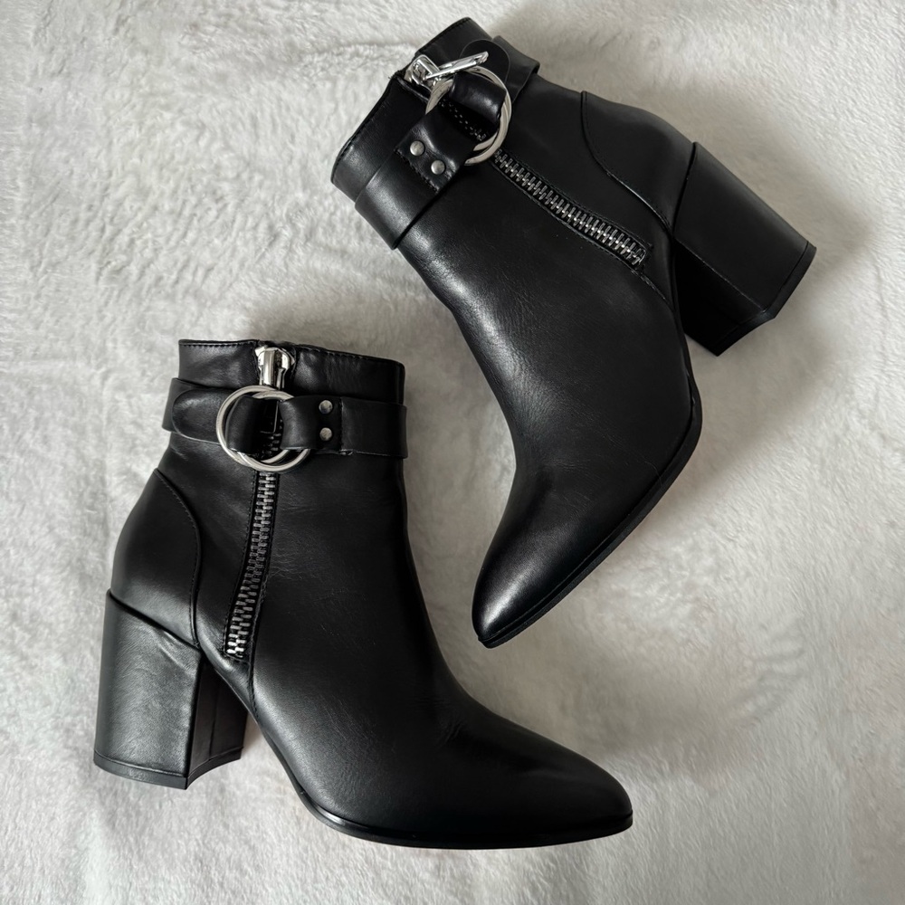 Steve Madden Black Ankle Booties with Silver Accents